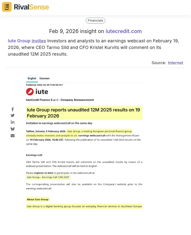Iute Group Earnings Webcast Invitation