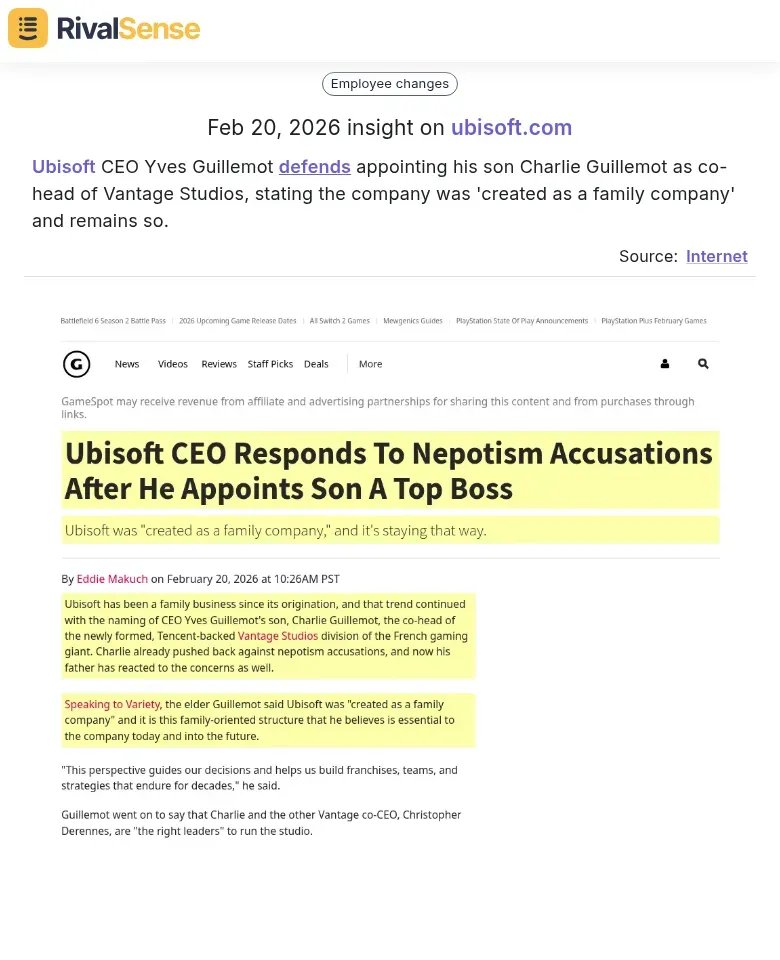 Ubisoft family appointment