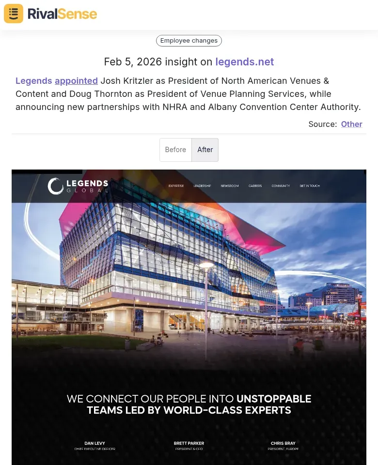 Legends management changes