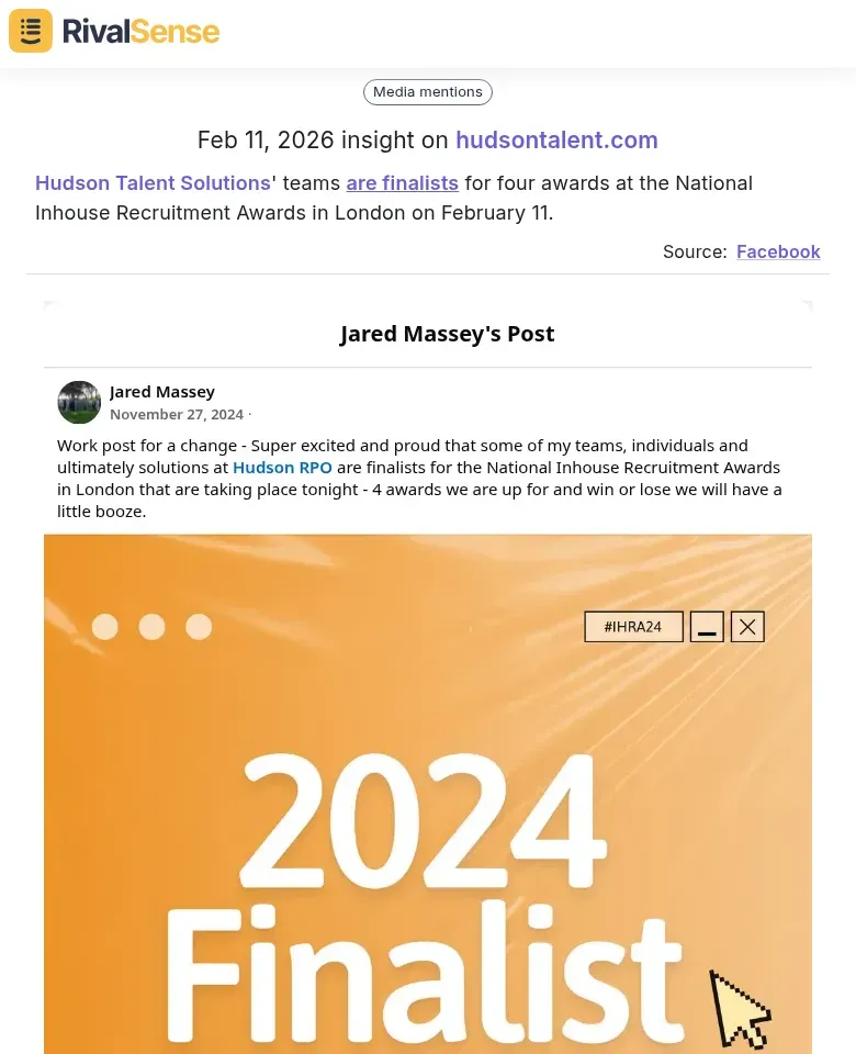Hudson Talent Solutions Award Finalists