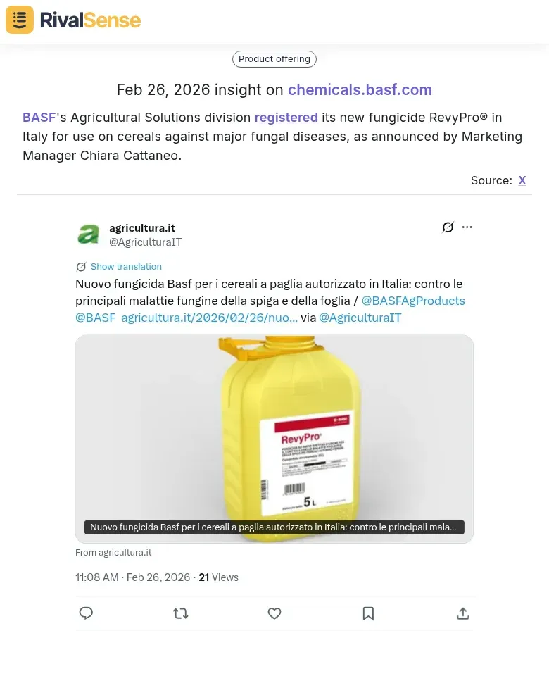 BASF's RevyPro® Registration in Italy