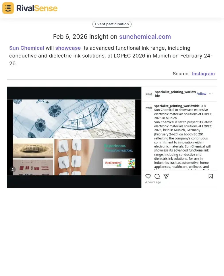 Sun Chemical at LOPEC