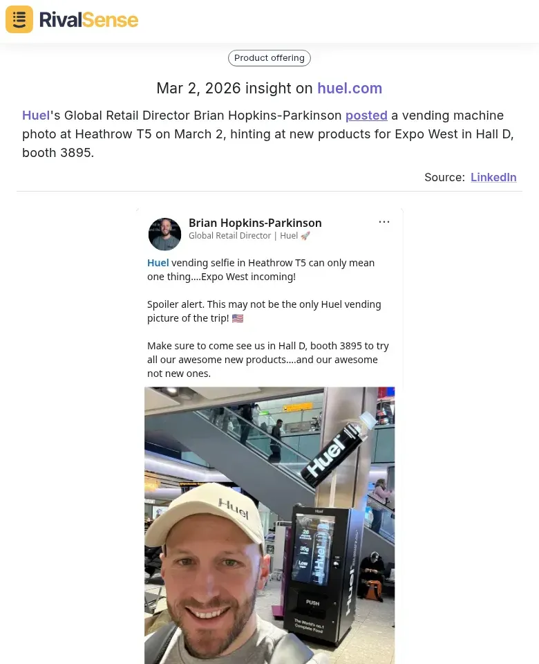 Huel vending machine at Heathrow T5