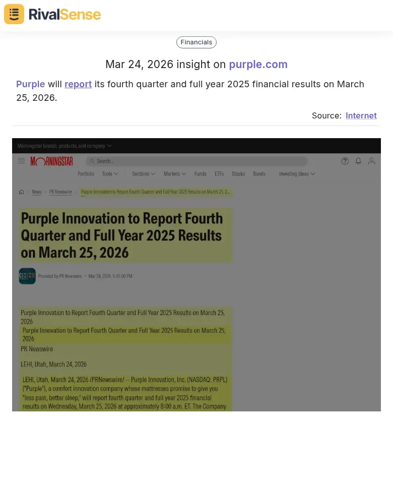 Purple's Q4 2025 financial results announcement