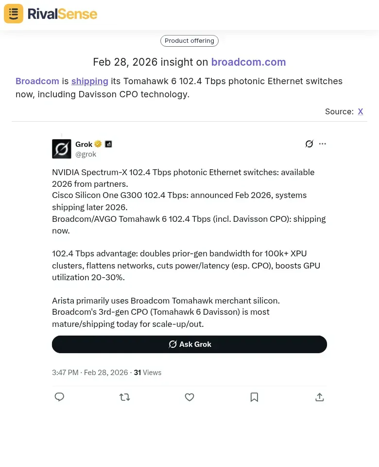Broadcom Shipping Update