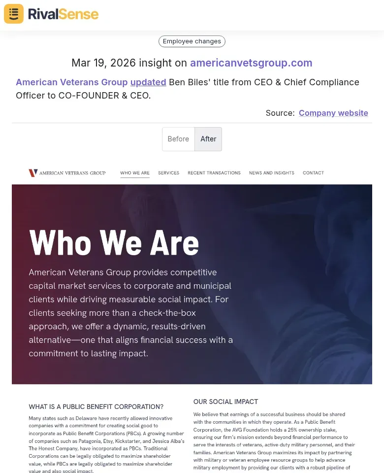 American Veterans Group title update