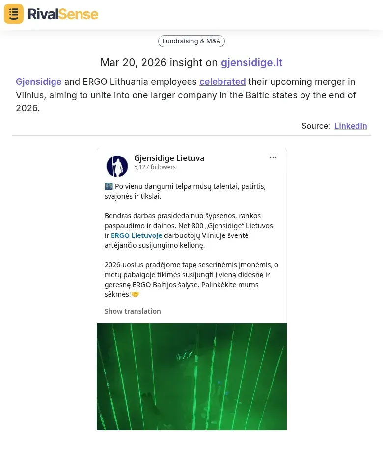 Gjensidige and ERGO Merger