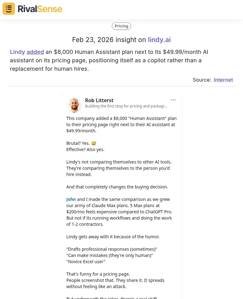 Lindy's Human Assistant plan addition