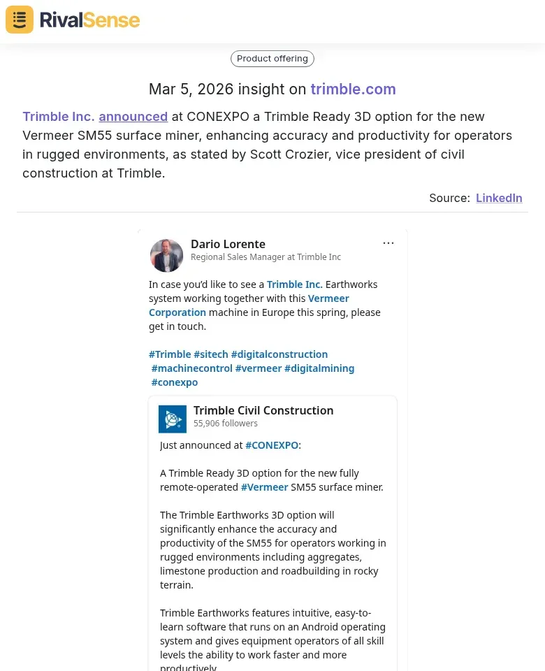 Trimble Announces New Product for Surface Mining