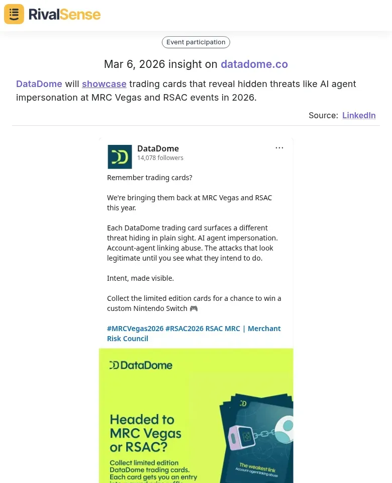 DataDome trading cards showcase