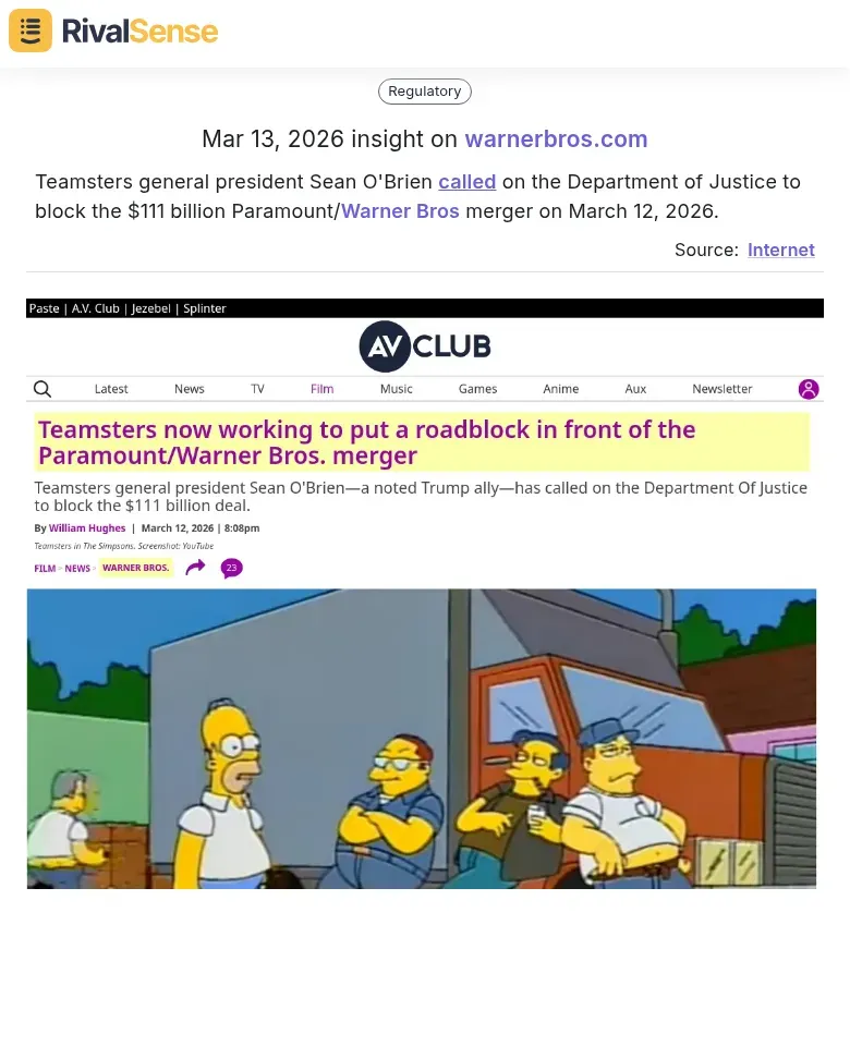 Teamsters Call to Block Merger