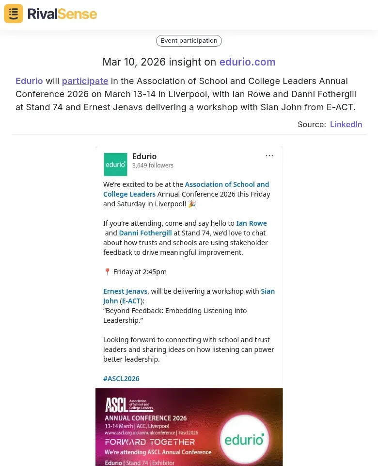 Edurio Conference Participation