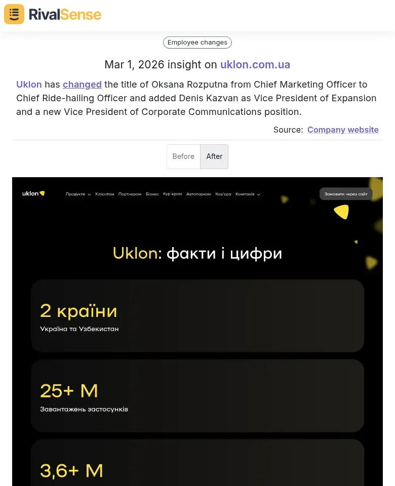 Uklon management change