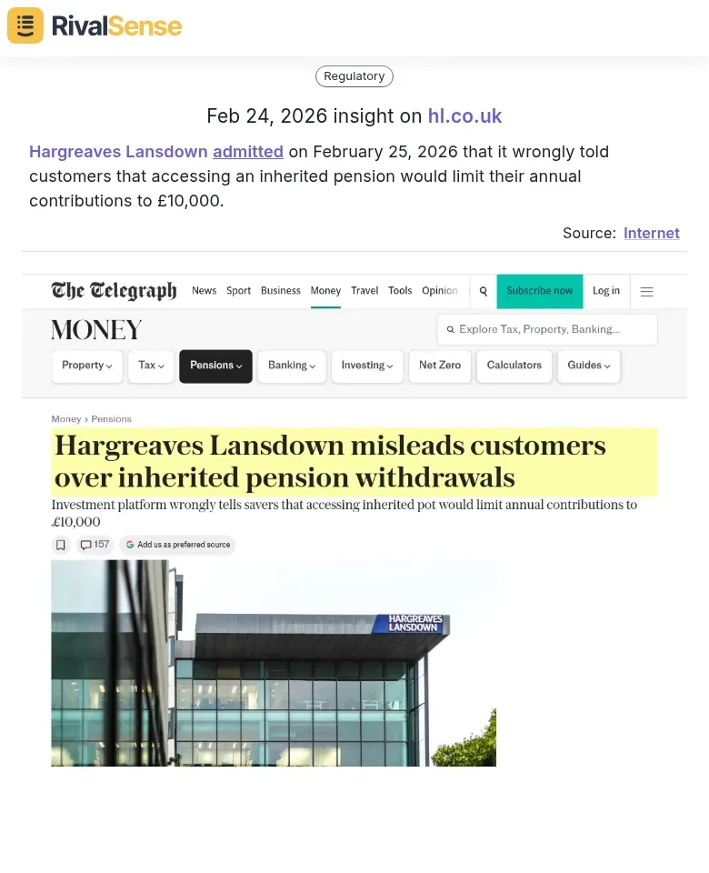 Hargreaves Lansdown pension error