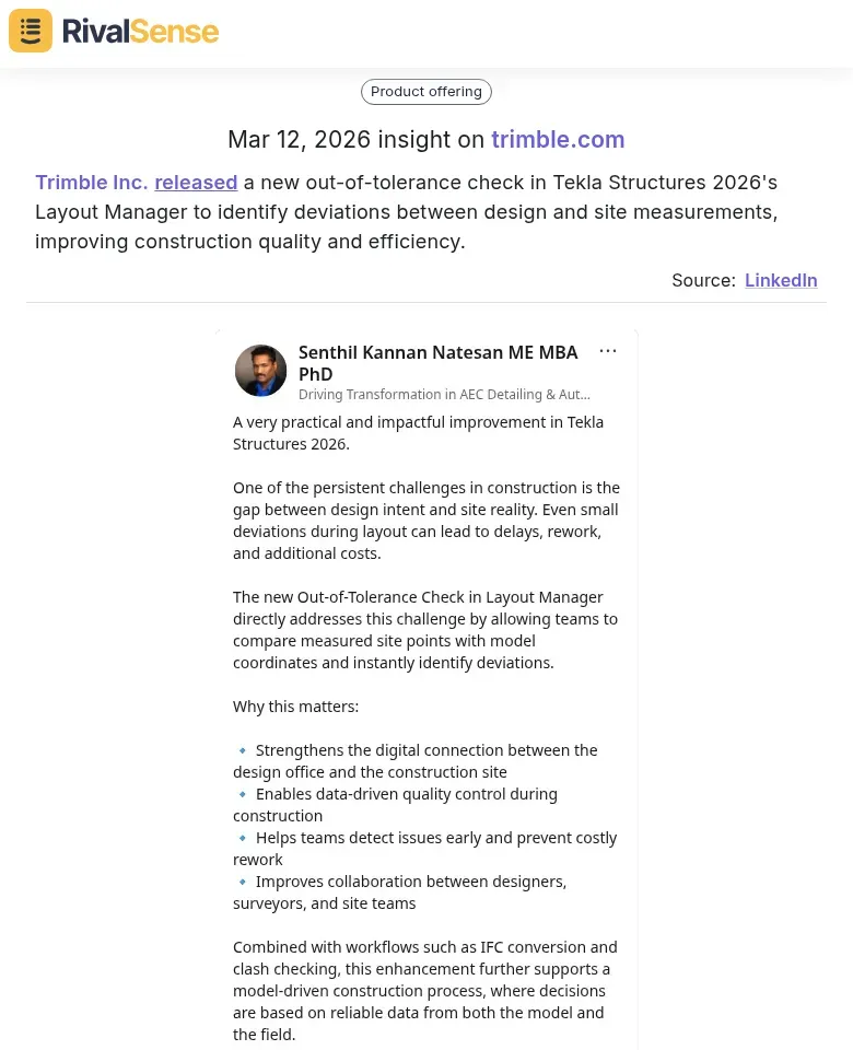 Trimble Out-of-Tolerance Check