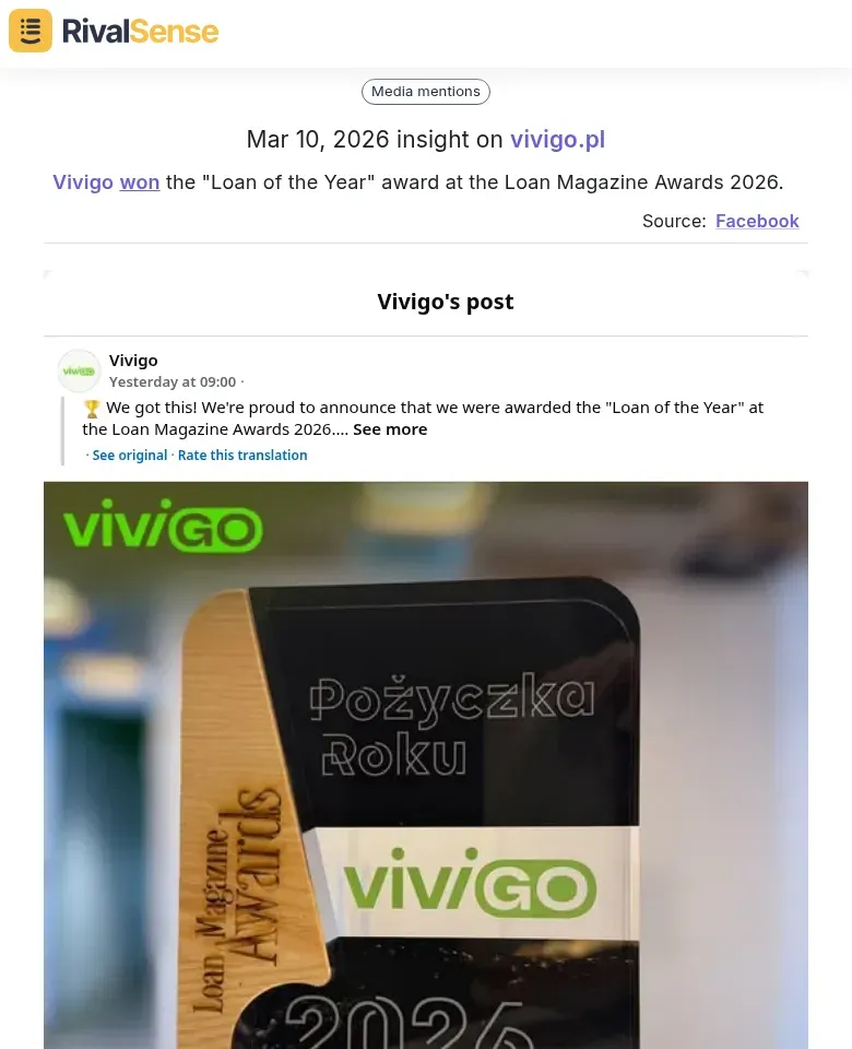 Vivigo wins Loan of the Year award