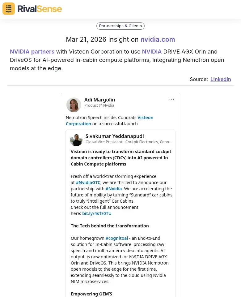 NVIDIA-Visteon Partnership Insight