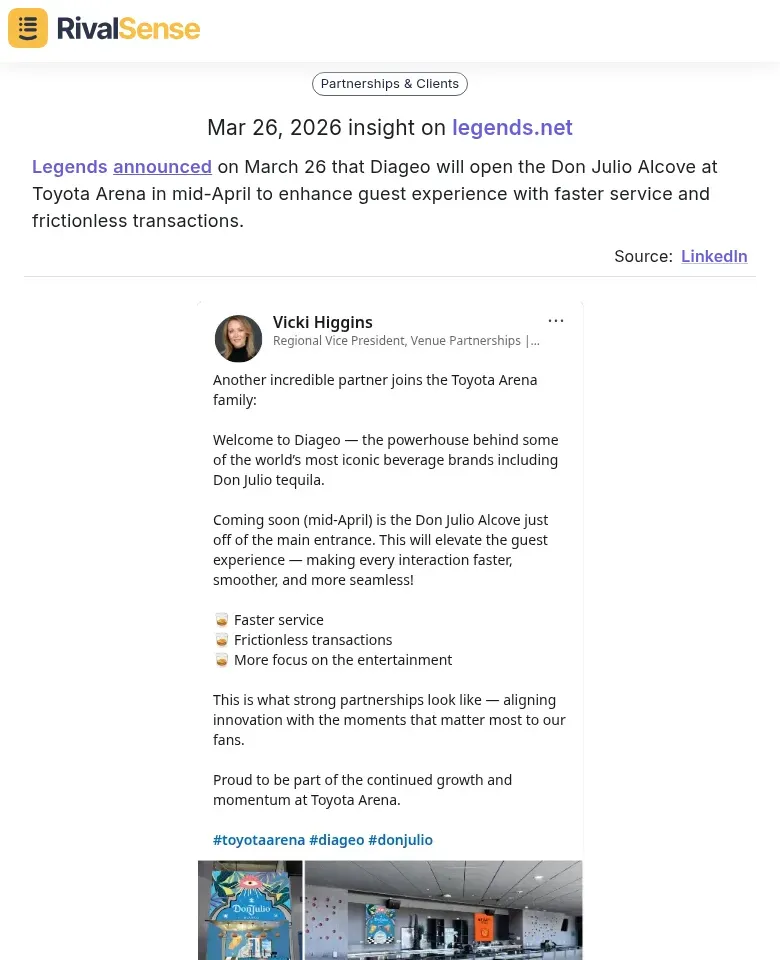 Legends announces Don Julio Alcove