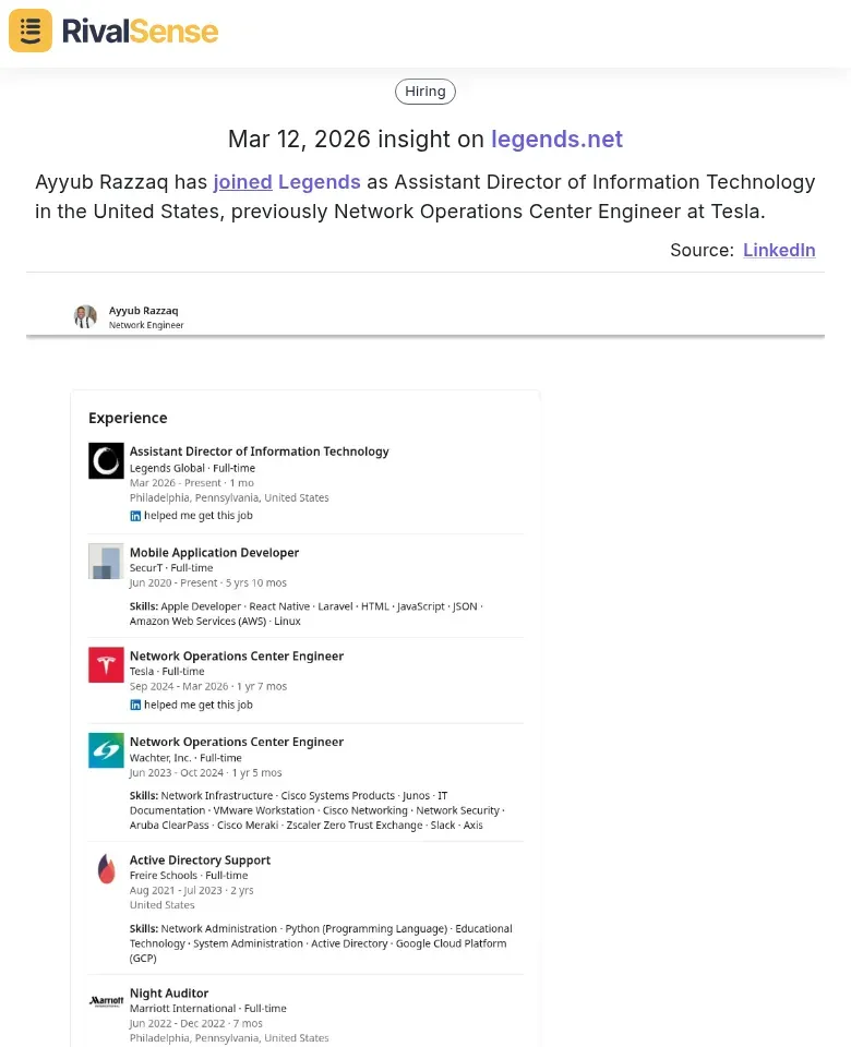 Ayyub Razzaq Joining Legends