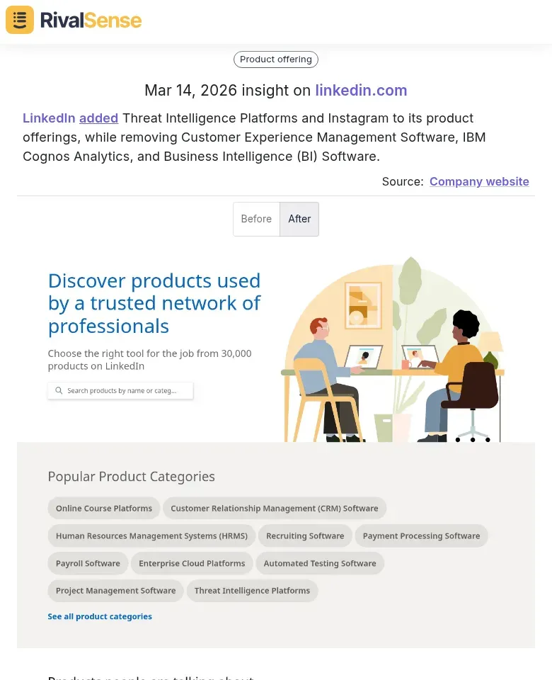 LinkedIn Product Changes