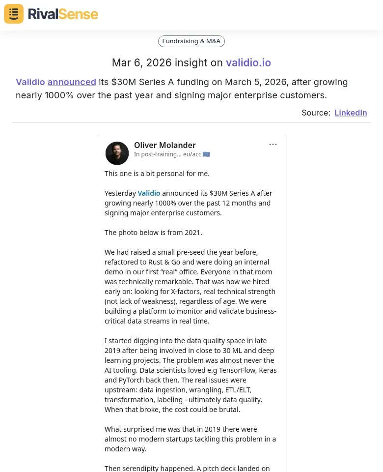 Validio Series A funding announcement