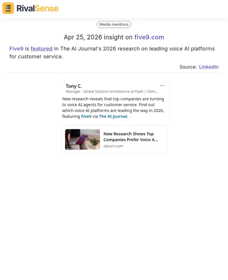 Five9 AI Journal feature