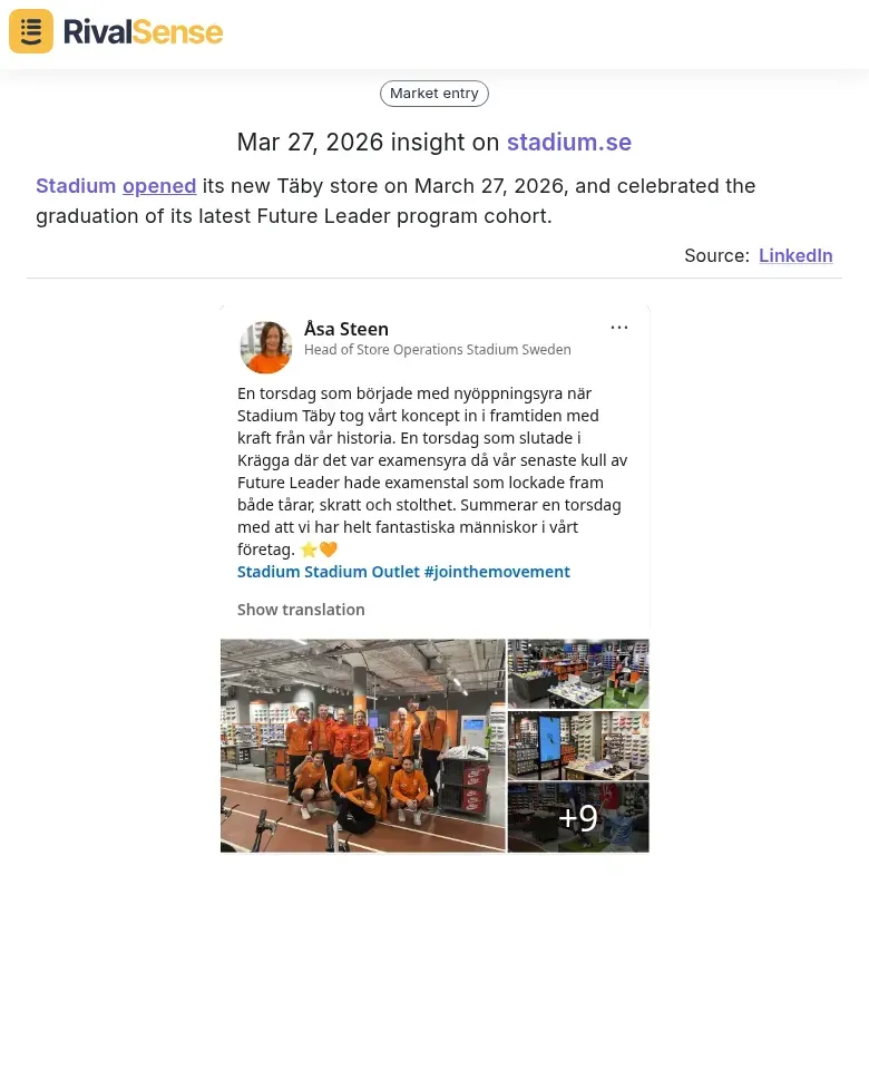 Stadium New Store and Leadership Program