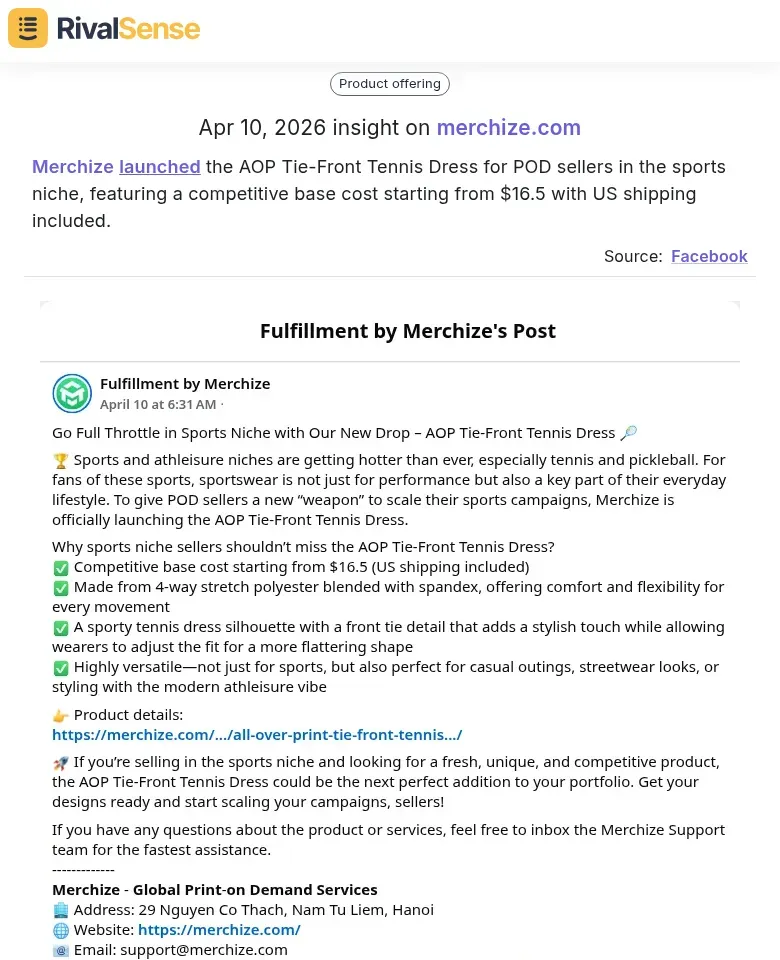 Merchize launched the AOP Tie-Front Tennis Dress