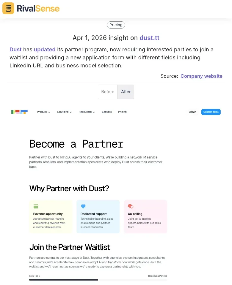 Dust Partner Program Update
