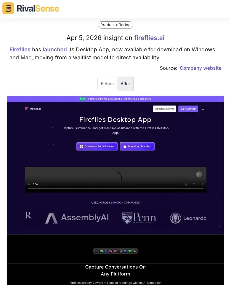 Fireflies Desktop App Launch