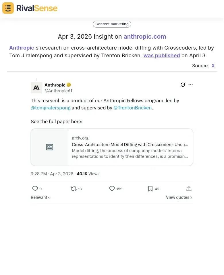 Anthropic Research on Cross-architecture Model Diffing