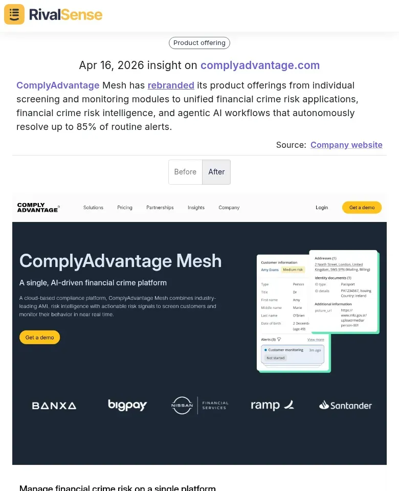ComplyAdvantage Mesh Rebranding Insight