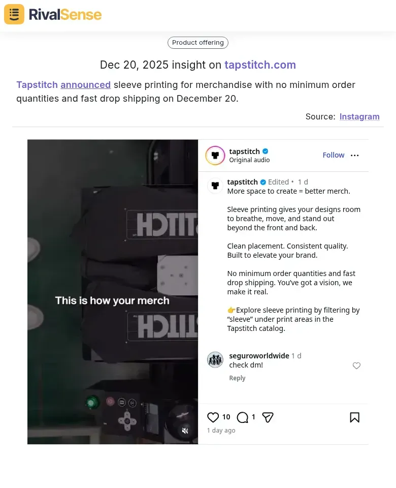 Tapstitch operational change insight