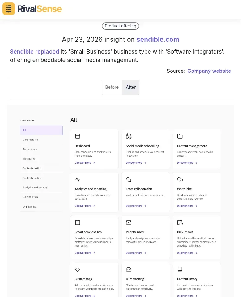 Sendible business type change