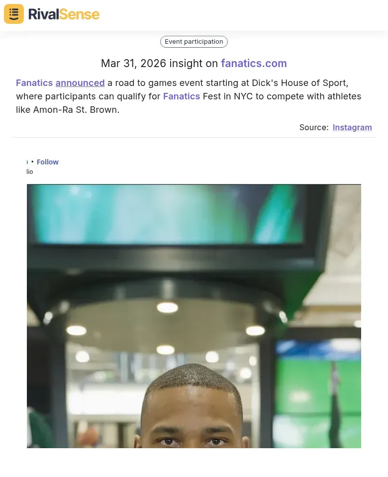 Fanatics Road to Games event announcement