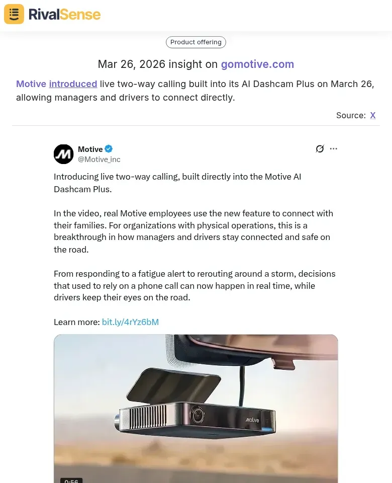 Motive live two-way calling feature insight