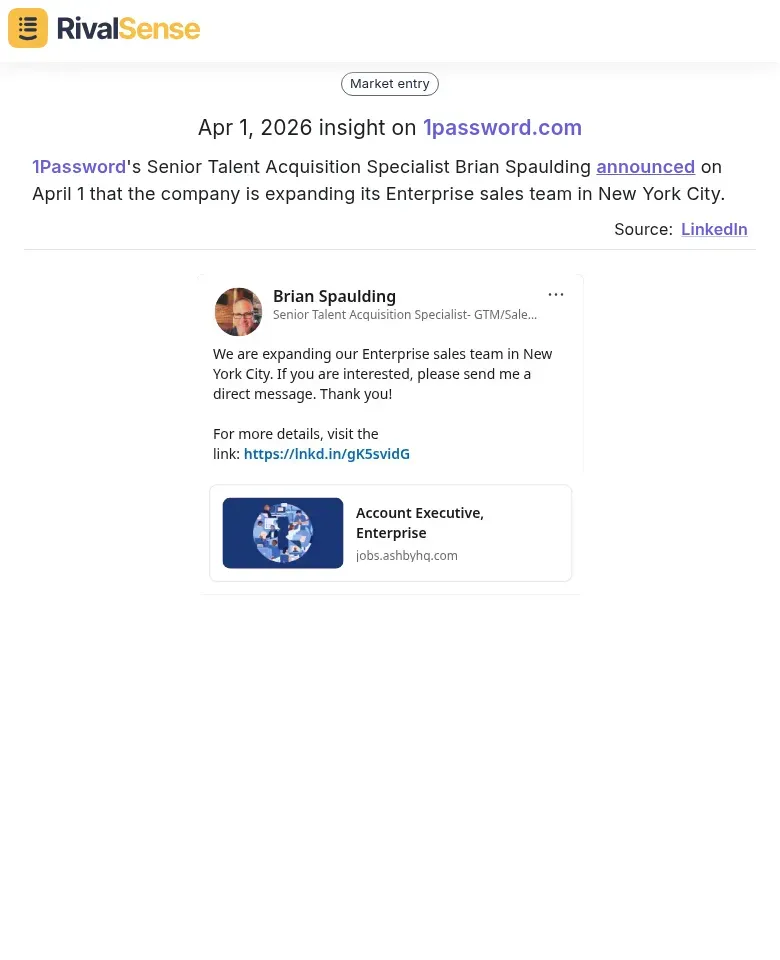 1Password Team Expansion