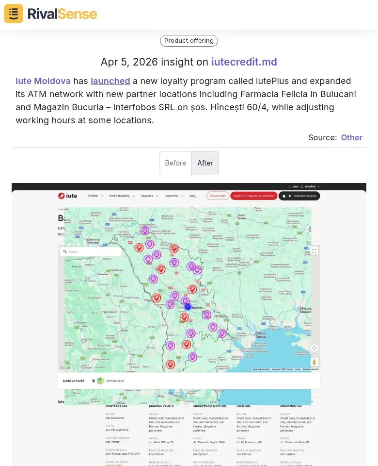 Iute Moldova's loyalty program and ATM network expansion