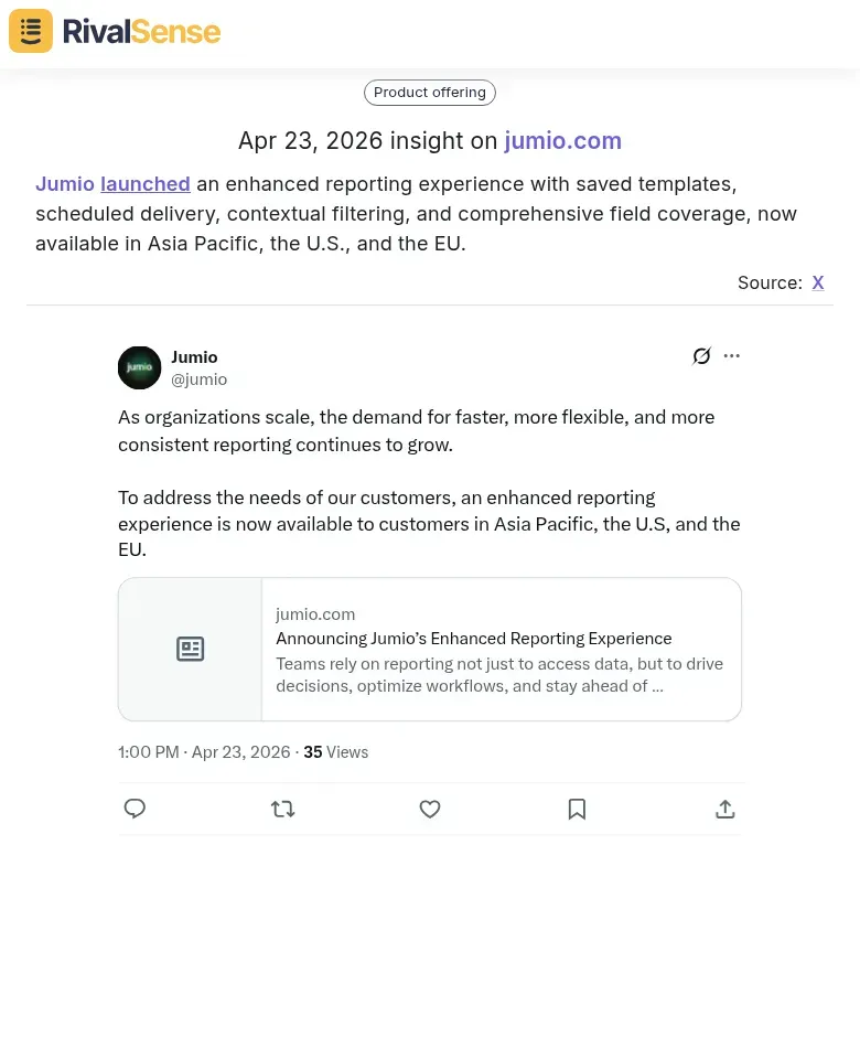 Jumio launched an enhanced reporting experience with saved templates, scheduled delivery, contextual filtering, and comprehensive field coverage