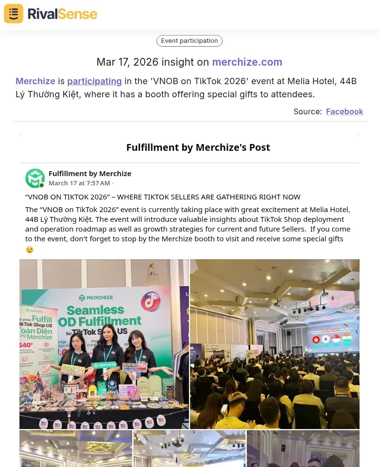 Merchize is participating in the 'VNOB on TikTok 2026' event