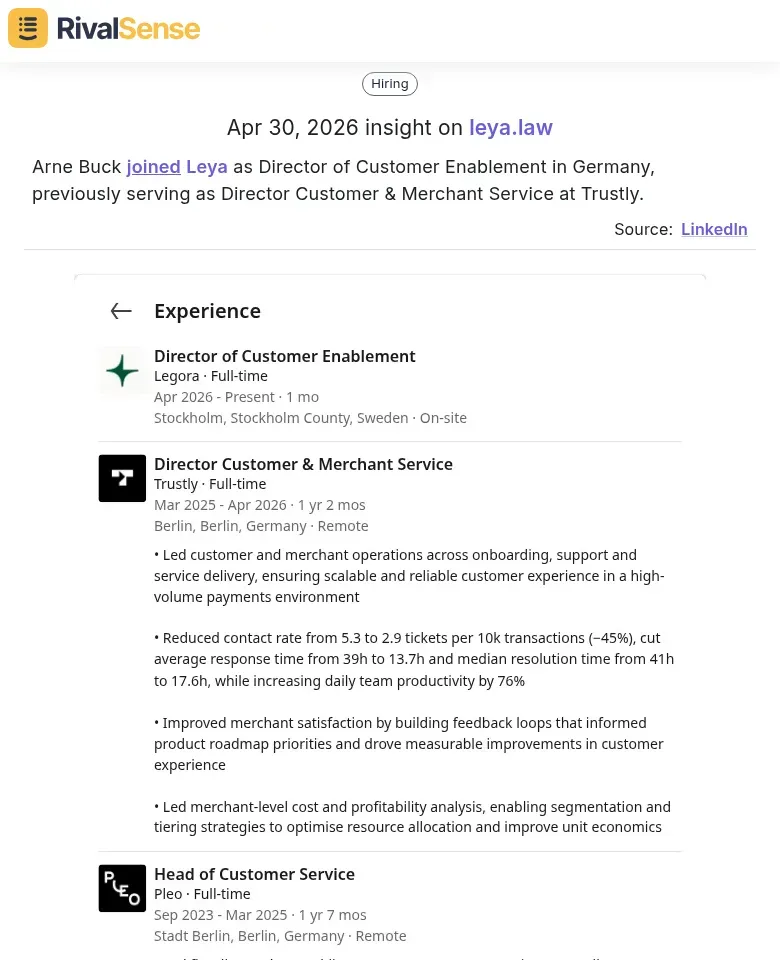 Arne Buck hire alert