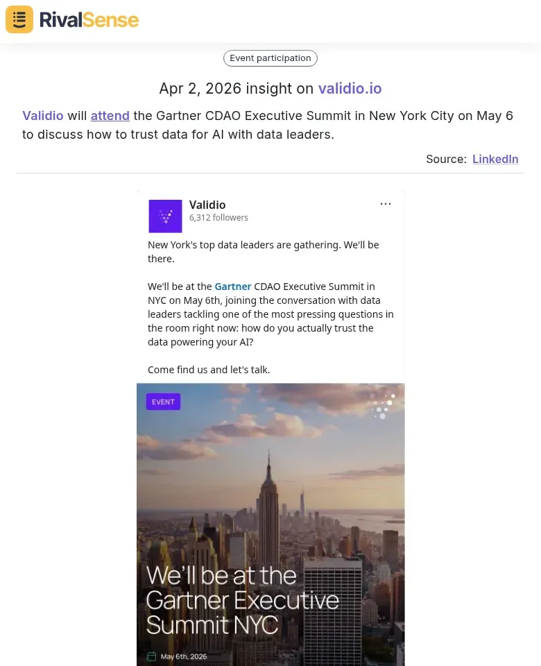 Validio attending Gartner CDAO Summit