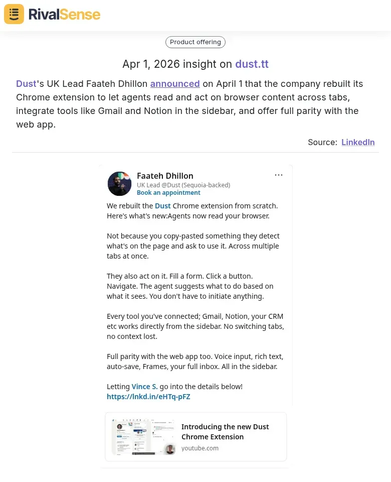 Dust Chrome Extension Update