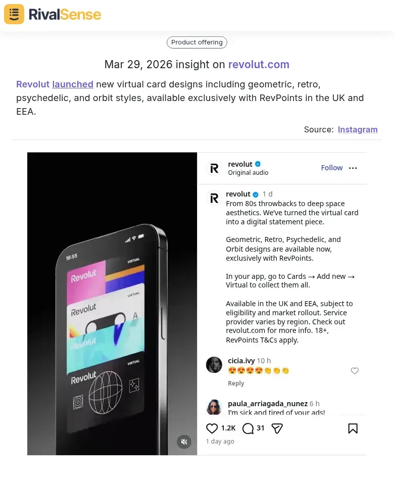 Revolut new virtual card designs