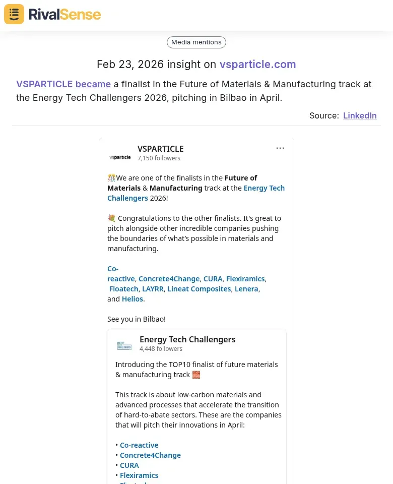 VSPARTICLE Energy Tech Challengers finalist