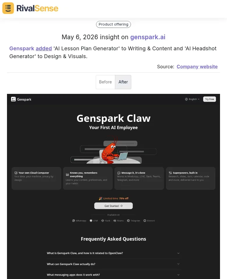 Genspark product additions