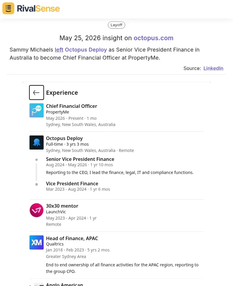 Executive change at Octopus Deploy
