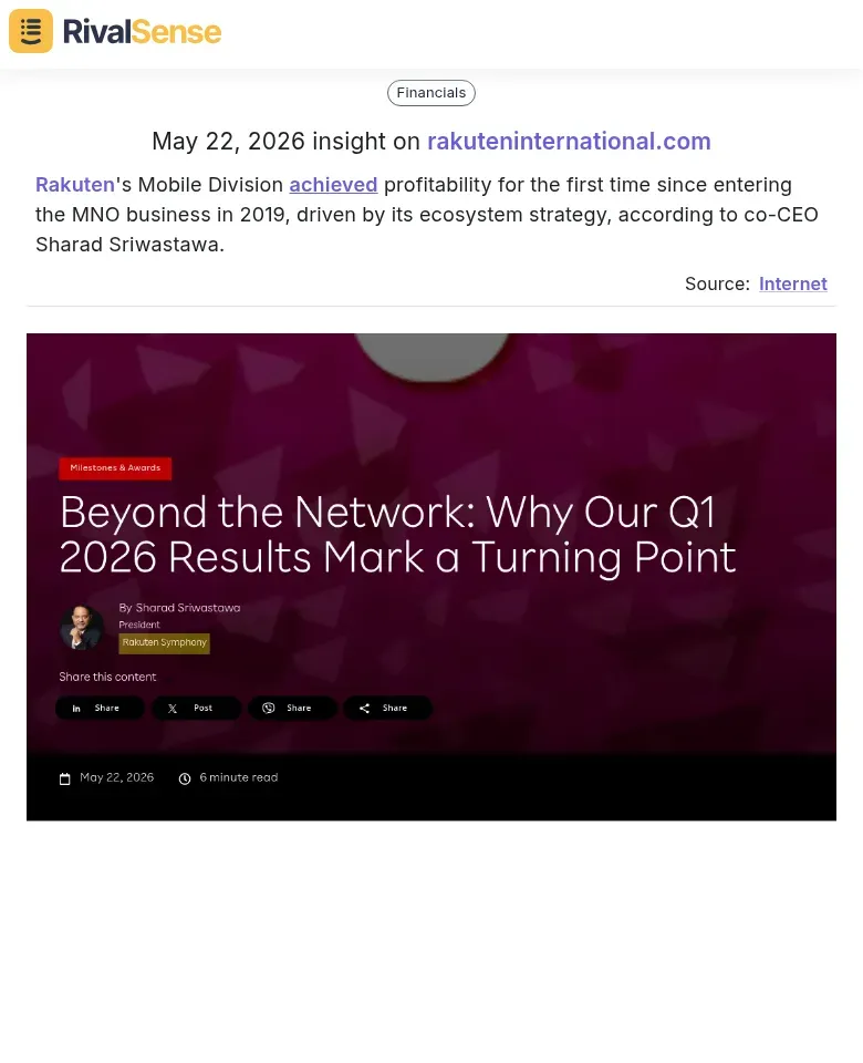 Rakuten Mobile profitability milestone