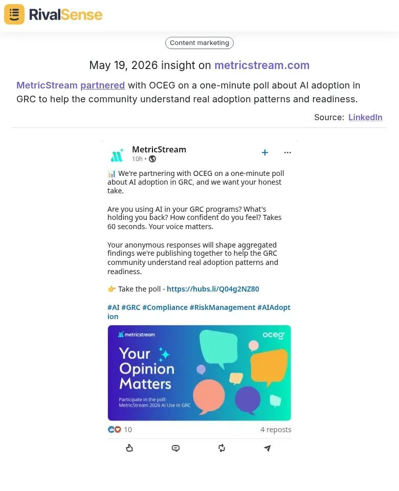 MetricStream partnership insight