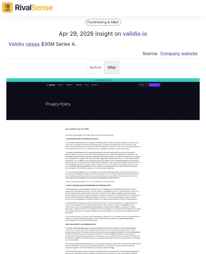 Validio $30M Series A